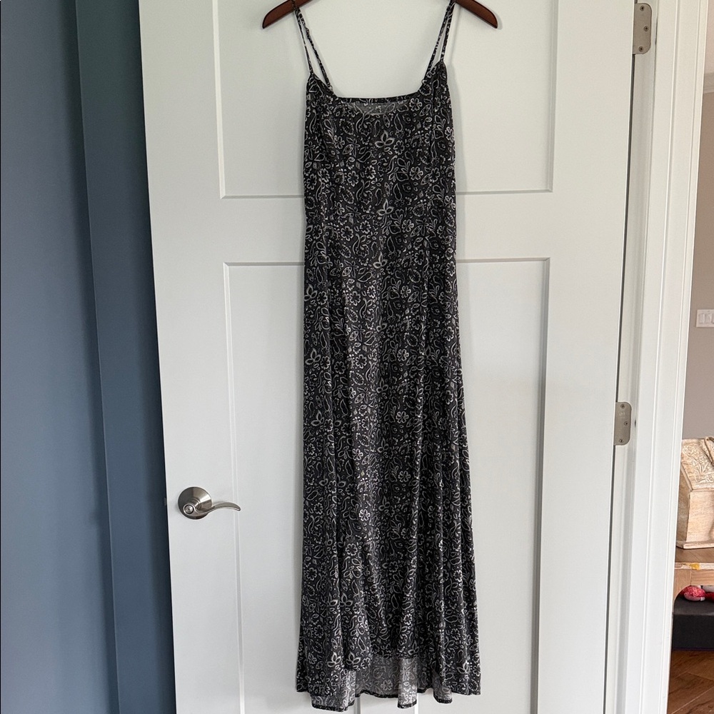 Hollister gray Maxi Slip Dress with White Floral Print